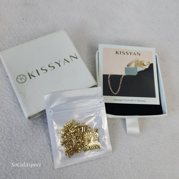 Kissyan 24k Gold Plated "R" Initial Letter Pendant 20" Figaro Chain Necklace New - Picture 4 of 4